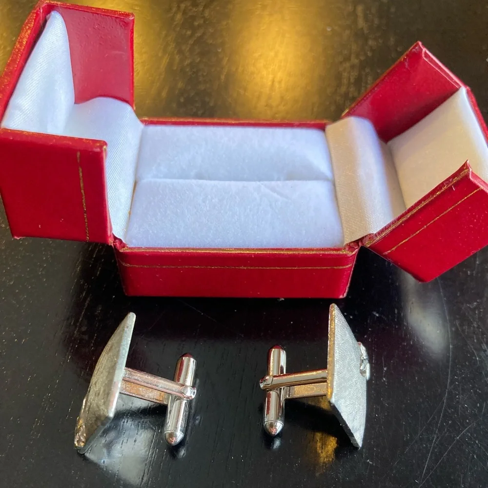 Vintage Swank Silver Tone Cufflinks in box
